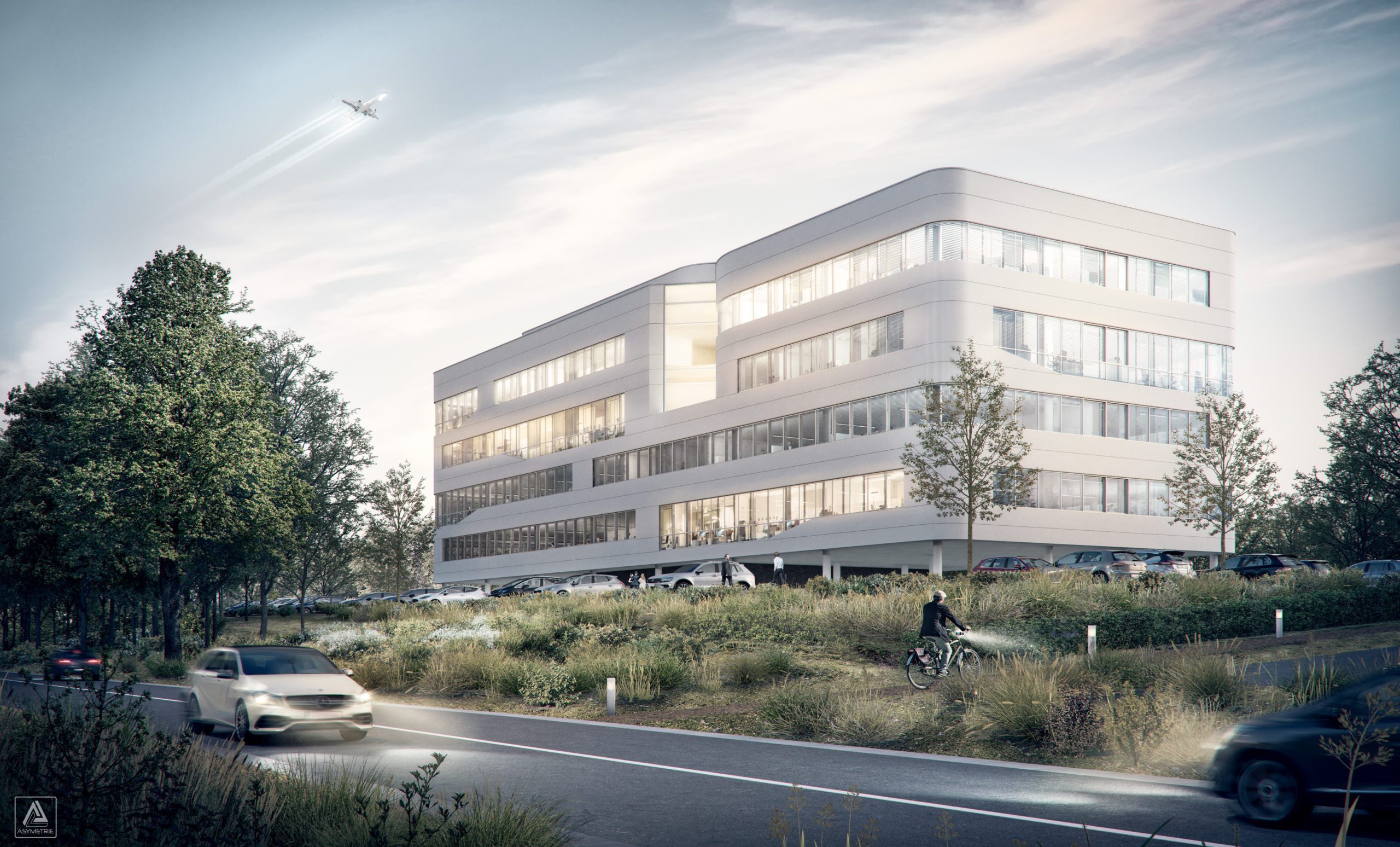 Visuel 3D Extérieur - Bureaux Aeroport Liège