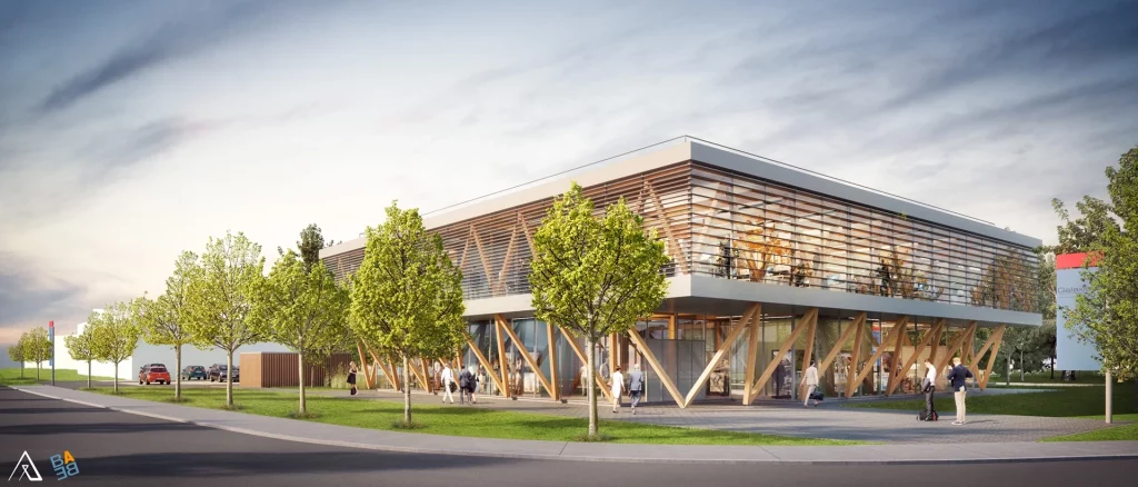 Visuels 3D illustrant un centre d'entreprise à Libin