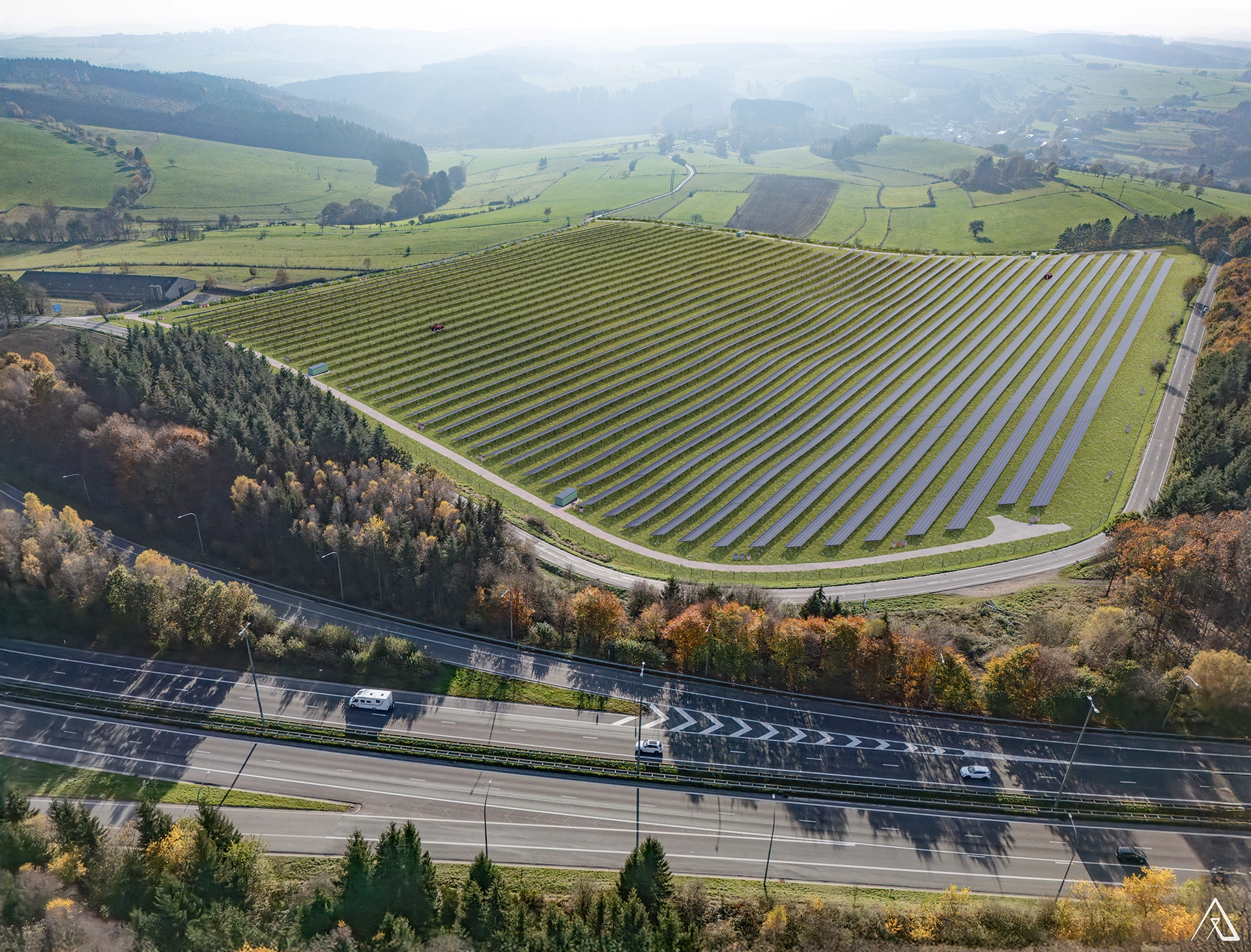 Visuels 3D pour l'intégration paysagère cohérente d'un champ de panneaux solaires