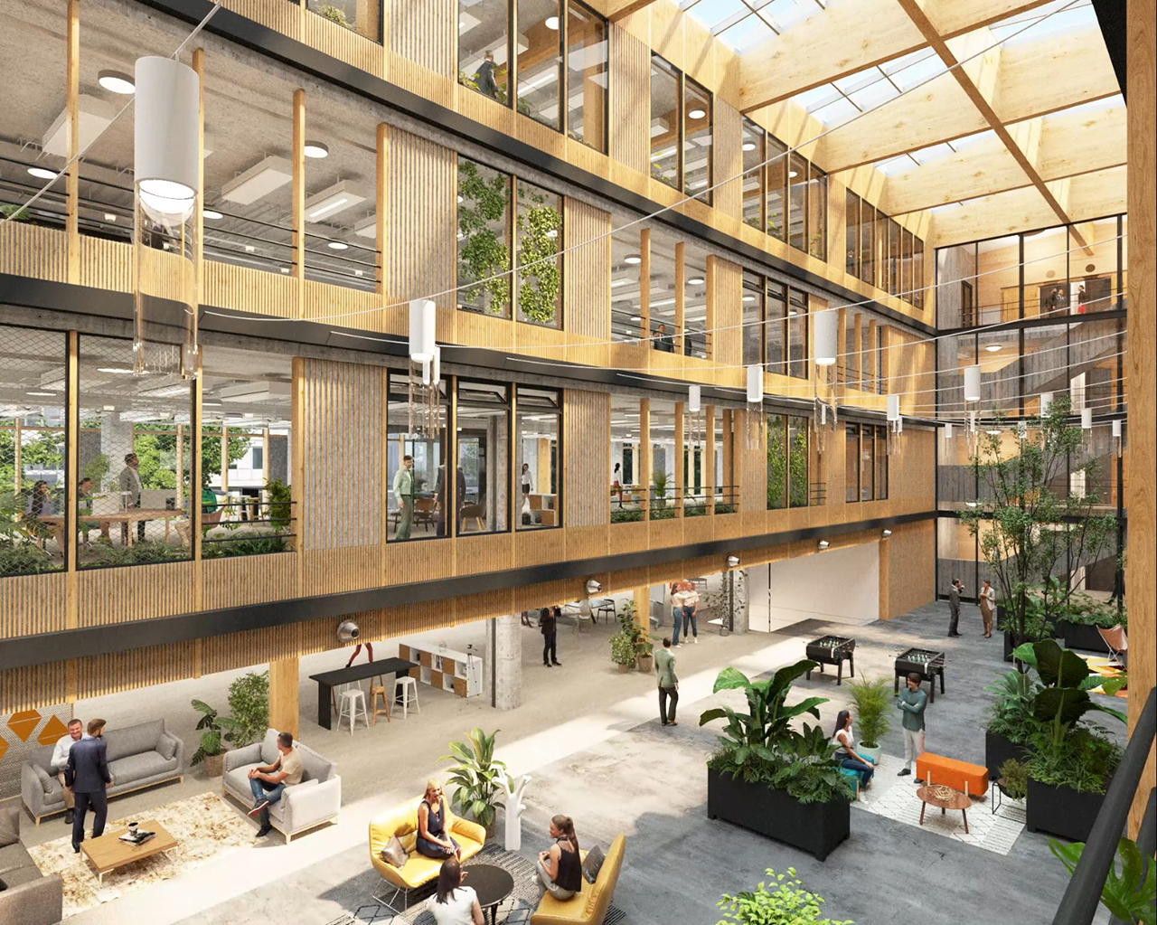 Visualisation 3D intérieure du projet Pacheco Atrium