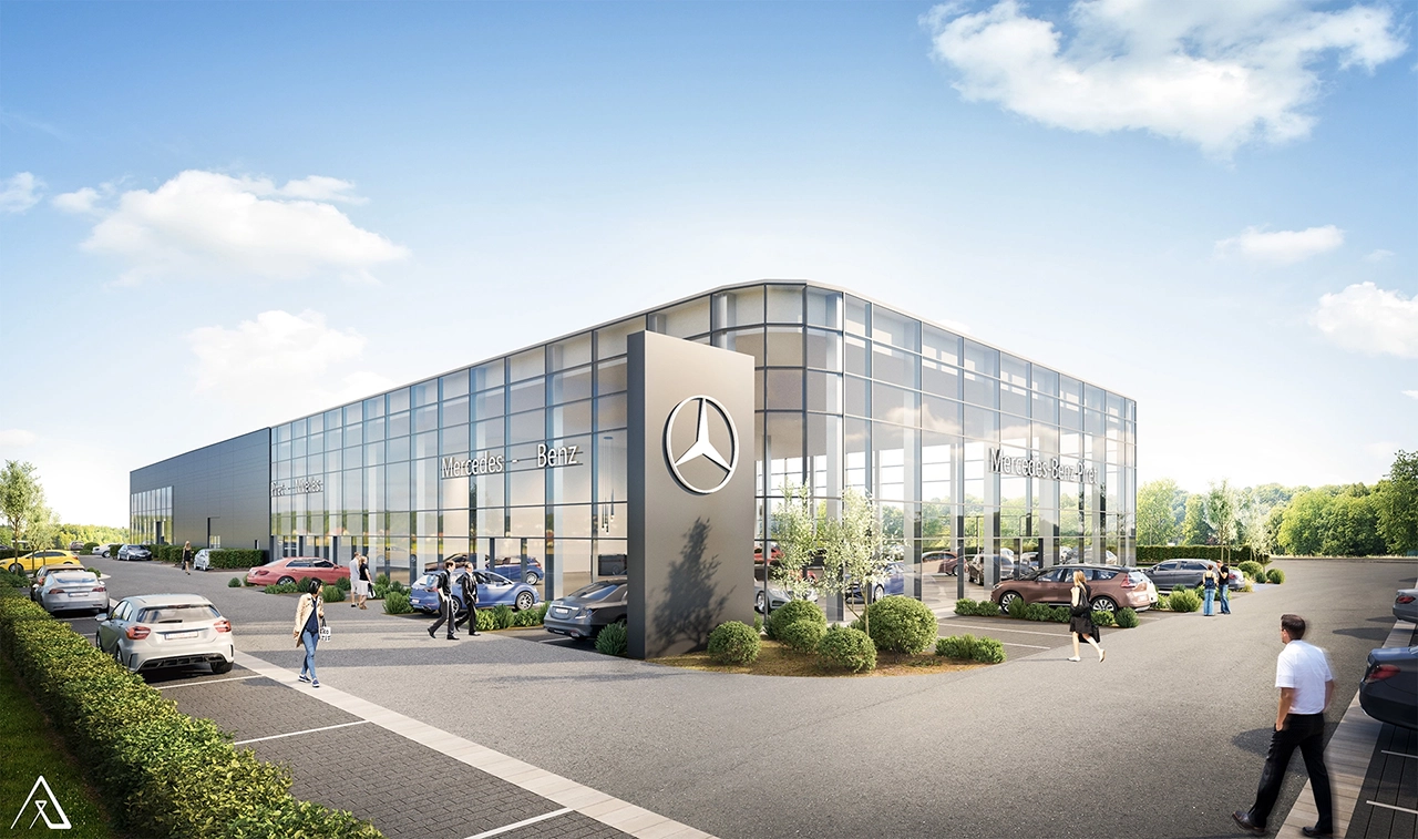 Visualisation 3D d’un bâtiment commercial Mercedes