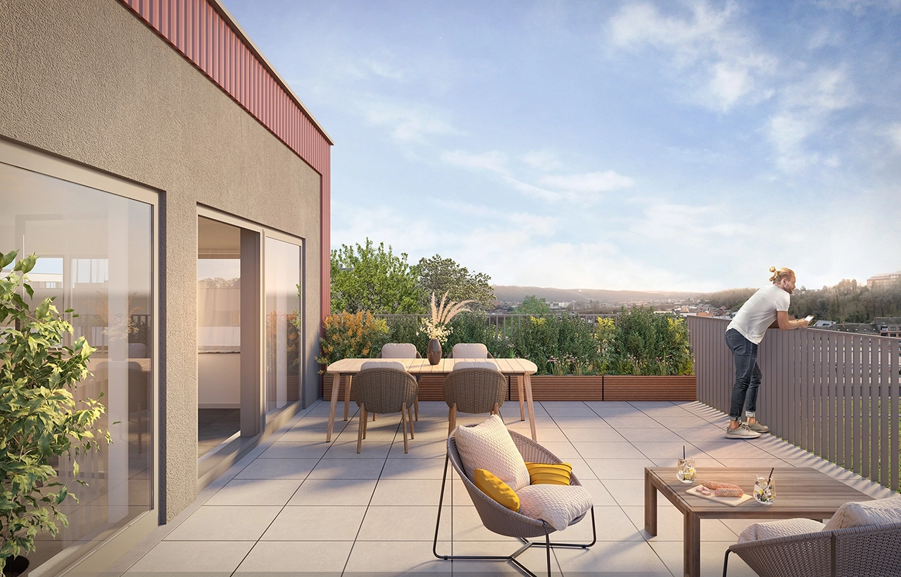 Visualisation 3D d’un balcon d’appartement et de son environnement