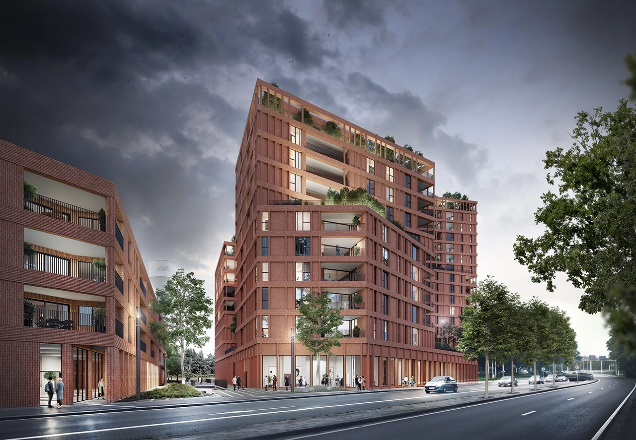 Visualisation 3D d’un immeuble à appartements réalisée pour un concours d’architecture