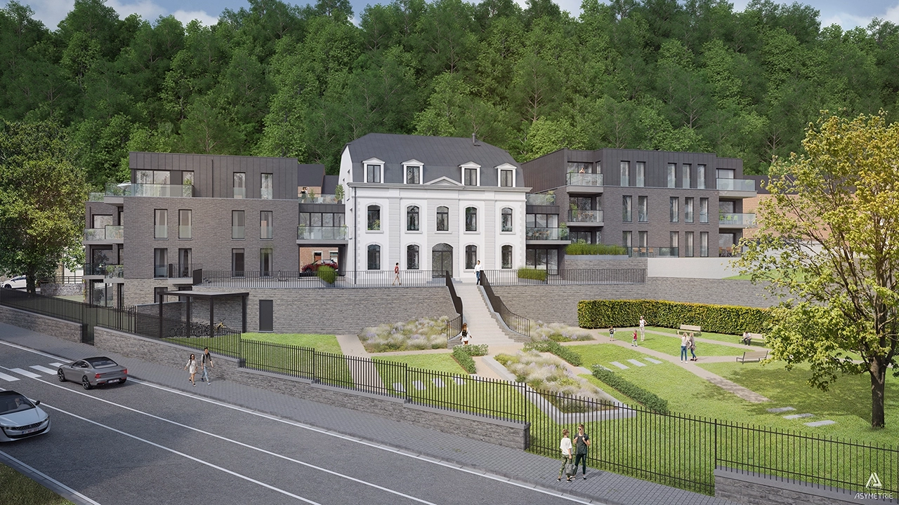 Aperçu d’une animation 3D du projet résidentiel Villa Legrand à Namur