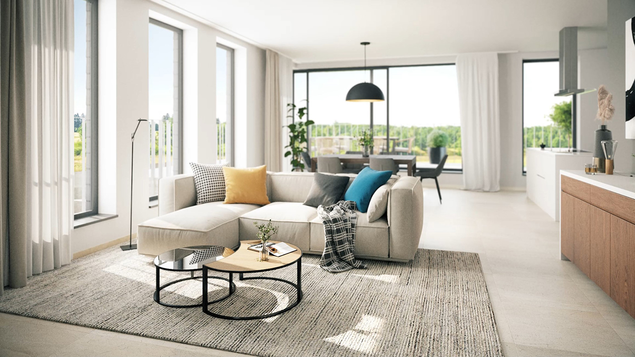 Visualisation 3D intérieure d’un appartement du projet Tournai Douai