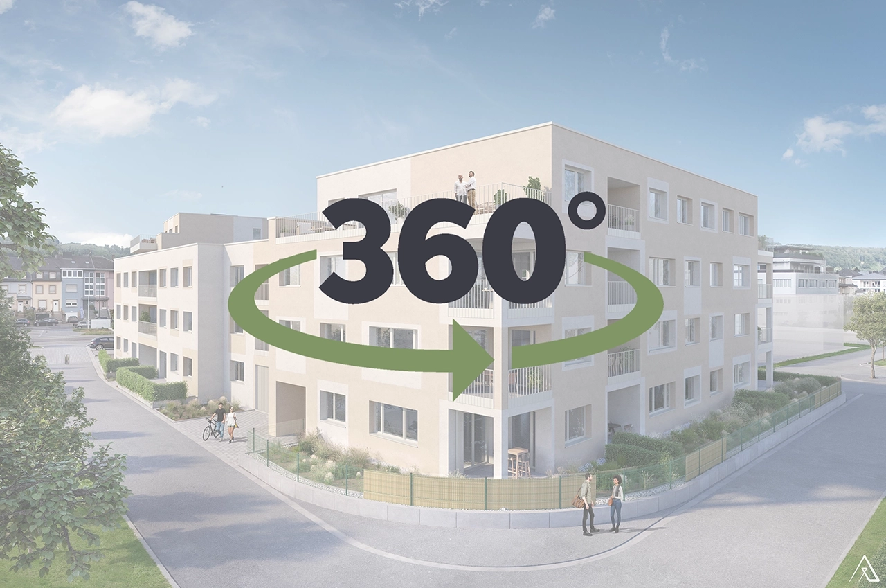 Aperçu d’une visite virtuelle 360° d’un projet immobilier à Bereldange