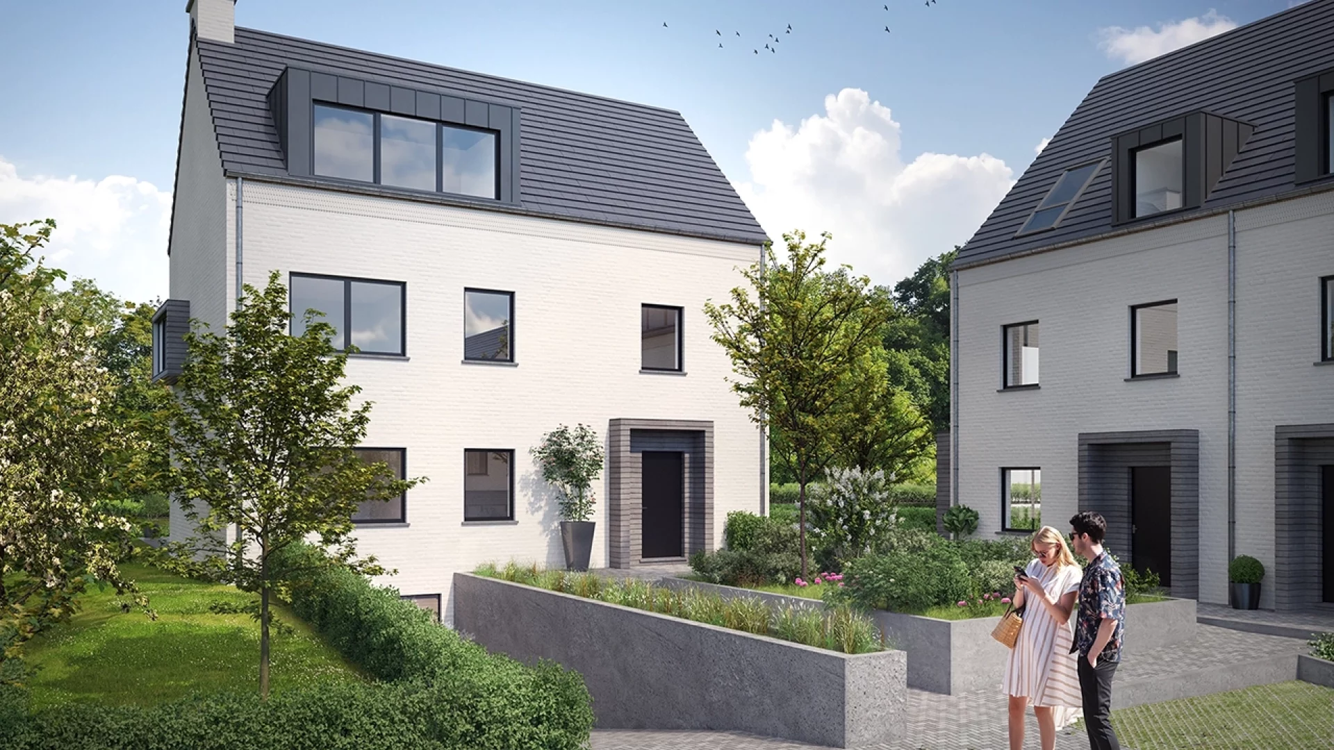 Visualisation 3D extérieure d’un ensemble de maisons résidentielles
