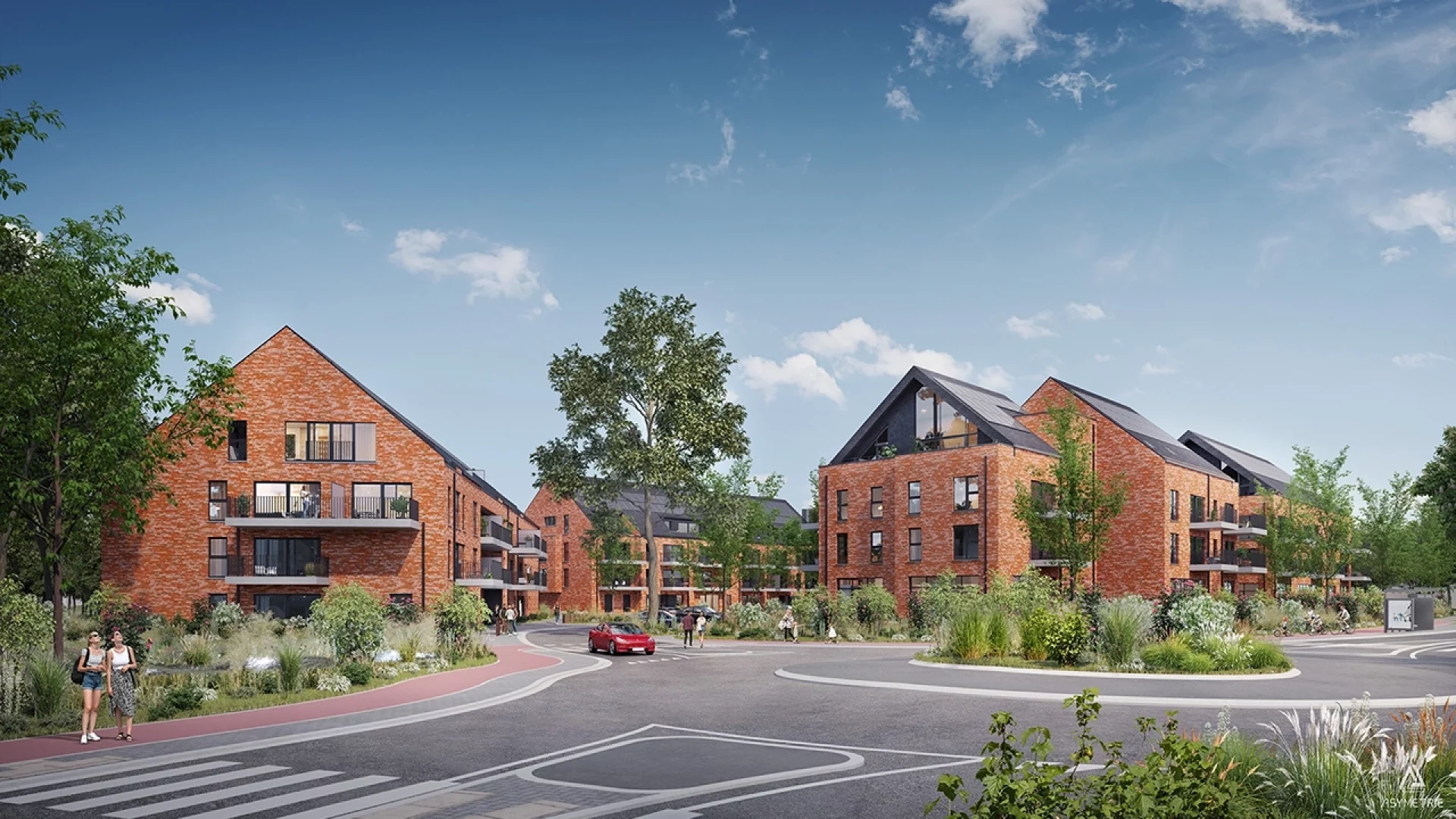 Vue extérieure d’un projet résidentiel composé de plusieurs maisons