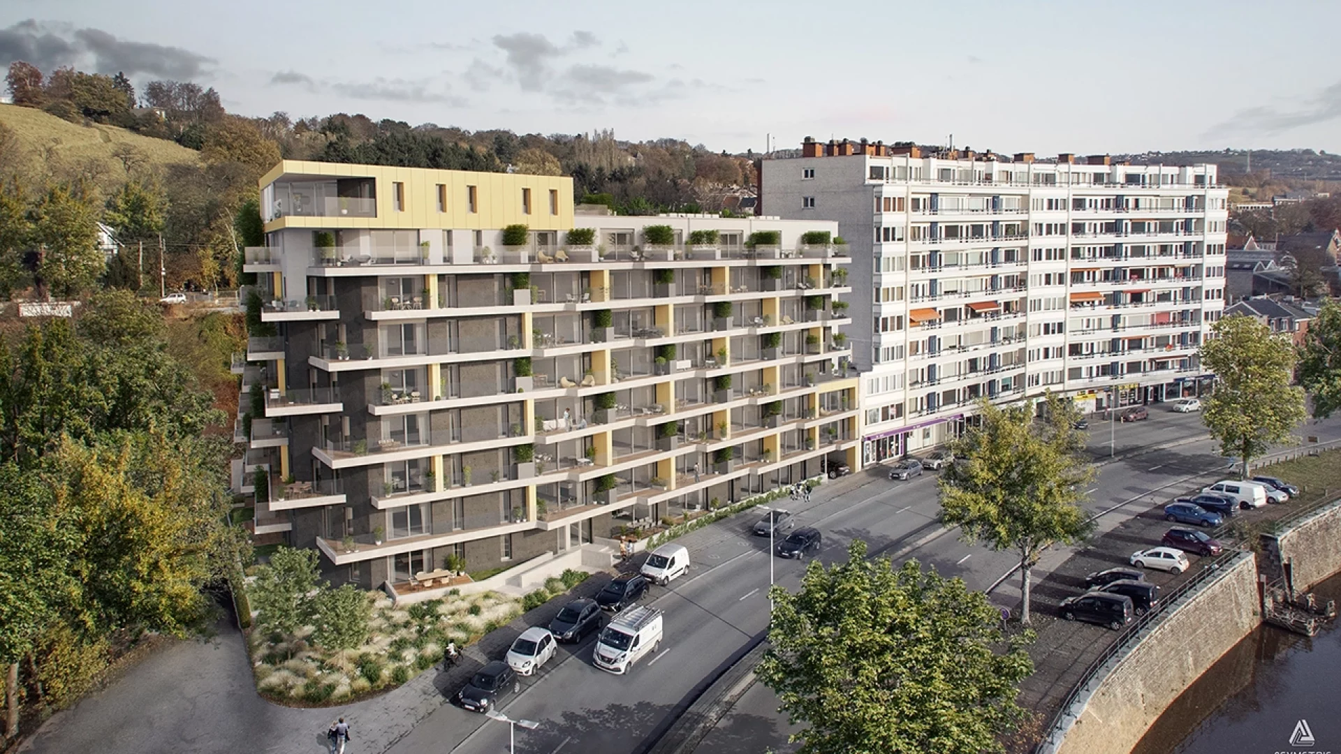 Visualisation architecturale extérieure de bâtiments à appartements